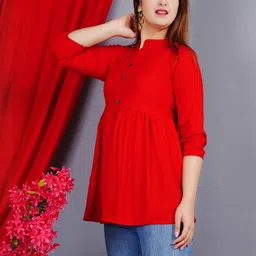 SMIEN Women Red Solid Top image 3