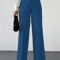 Sugathari Women Textured Relaxed Loose Fit High-Rise Wrinkle Free Trousers-image-13