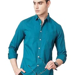 CB-COLEBROOK Men Solid Spread Collar Cotton Casual Shirt-picture-33