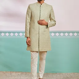 VASTRAMAY Embroidered Sherwani With Trouser Set-image-85