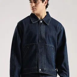 Calvin Klein Jeans Men Spread Collar Solid Denim Cotton Jacket-image-94
