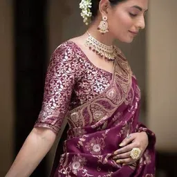 LALITATEX Ethnic Motifs Zari Art Silk Handloom Banarasi Saree image 5