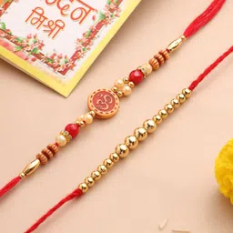 Anouk Set Of 2 Artificial Stones Studded Thread Rakhi With Roli Chawal Chandan & Mishri-picture-28