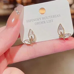 Estailo fashion Set Of 3 Gold-Plated Artificial Stones Studded Spiked Shaped Studs image 4