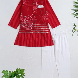 The Magic Wand Boys Floral Printed Regular Pure Cotton Kurta with Pyjamas-picture-55