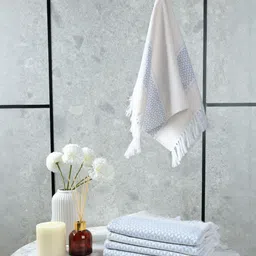 Saral Home Grey Printed Cotton 400 GSM 4Pcs Quick Dry Soft Hand Towel Set- 27.5" x 17.7"-image-86