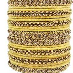 SHRASHTI Gold Glass Artificial Stones & Beads Bangle image 2