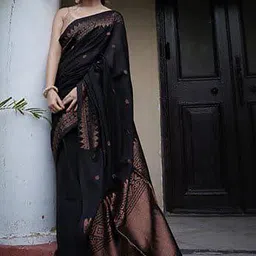 Aman's Impero Woven Design Zari Saree with Blouse Piece-picture-14
