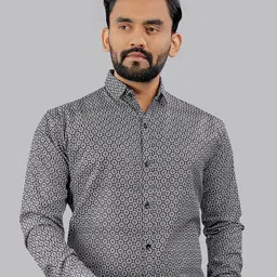 IKON FASHION Men Comfort Fit Spread Collar Floral Printed Cotton Casual Shirt-picture-40