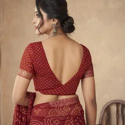 KALINI Bandhani Patchwork Poly Chiffon Bandhani Saree image 4