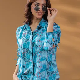 Rain & Rainbow Women Self Design Printed Cotton Top image 3