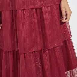 Styli Flared  Sleeve Fit & Flare Layered Midi Dress image 3