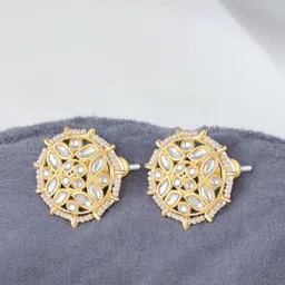 Mahi Floral Kundan & Beads Ethnic Stud Earrings-picture-36