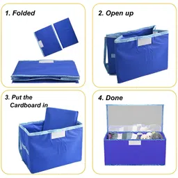 Aura Blue & White 3 Pieces Printed Storage Box With Lid image 3