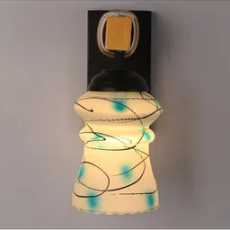 1ST TIME Blue & Multicoloured Printed Wood Contemporary Abstract Shaped Shaped Wall Lamp image 5