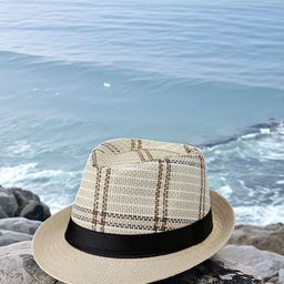 Infispace Men Beige Checked Fedora Hat-picture-48