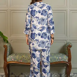 Sangria Floral Printed Flared Tunic & Trousers Co-Ord Set image 4