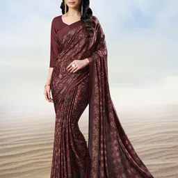 Jaanvi Floral Printed Pure Crepe Saree image 1