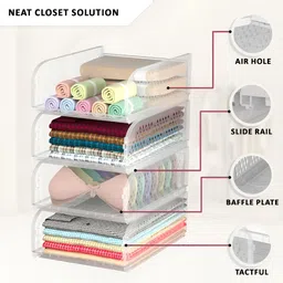 RUBOXA Set Of 3 Transparent Plastic Living Room Multi-Utility Organiser image 2