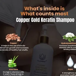 clenfay Set Of 2 Copper Gold Ultra Keratin Shampoo & Conditioner- 600ml image 4
