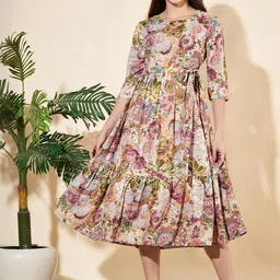CORSICA Floral Print Fit & Flare Midi Dress image 3