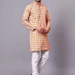 HAZEL CLOTHING Men Geometric Printed Kurta image 3