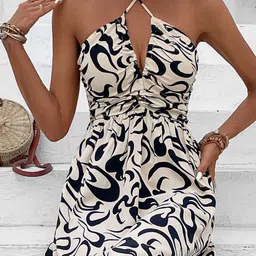 StyleCast x Revolte Women Halter Neck A-Line Midi Dress image 4