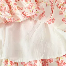 BAESD Girls Floral Printed Puff Sleeve Bow Button Closure Fit & Flare Dress image 2