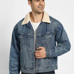 AMERICAN EAGLE OUTFITTERS Washed Reversible Cotton Sherpa Denim Jacket-picture-37