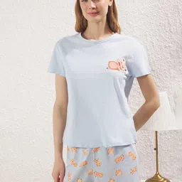 Trendyol Women Printed Round Neck Night Suit-picture-0