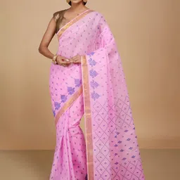 BENGAL HANDLOOM Woven Design Zari Pure Cotton Taant Saree-picture-10