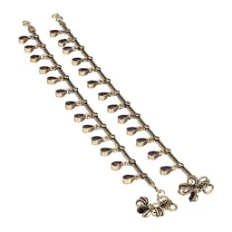 Saraf RS Jewellery Rhodium-Plated Artificial Beads Beaded Anklets image 5