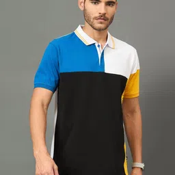 THE BEETEL HOUSE Colourblocked Polo Collar Cotton T-shirt-picture-18