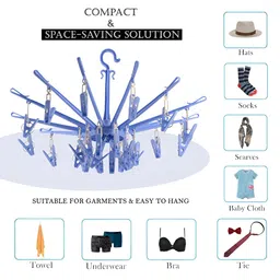 Aura Blue Folding Cloth Drying Hanger With 24 clips image 4