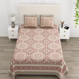 CHICERY Multicoloured Floral 210 TC King Bedsheet with 2 Pillow Covers-picture-20