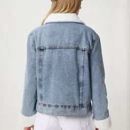 Happiness istanbul Cotton Crop Denim Jacket image 3