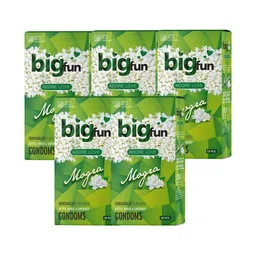 BIGFUN Set Of 5 Dotted, Ribbed & Contoured Condoms - Mogra - 10 Pieces Each-picture-27