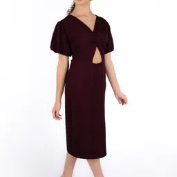 CORY EDGE Puff Sleeve Sheath Midi Dress image 2