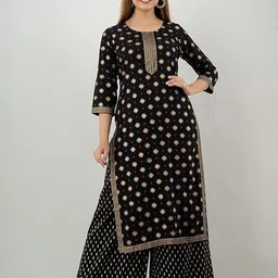 DMP FASHION Floral Printed Round Neck Straight Kurta-picture-30