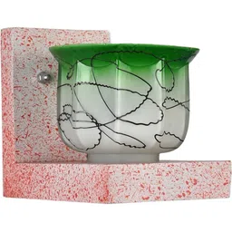 1ST TIME Green & Green Printed Wood Contemporary Frustum Shaped Wall Lamp image 2