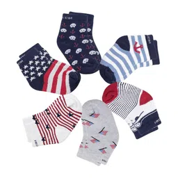 NESKA MODA Kids Pack of 6 Patterned Cotton Ankle Length Socks image 4