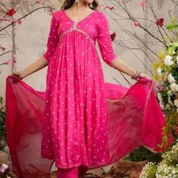 VASTRAHUT Ethnic Motifs Printed Empire Gotta Patti Kurta With Trousers & Dupatta image 2