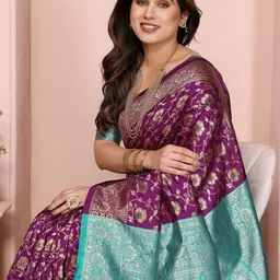 WOVENSTOCK Floral Woven Design Zari Kanjeevaram Saree image 2