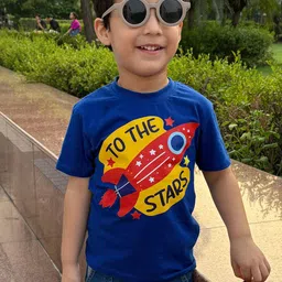 HapyHatch Boys To The Stars Printed Short Sleeves Regular Fit Pure Cotton Tshirts-image-16