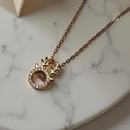 VYRA Stainless Steel Gold-Plated Artificial Stones Studded Quirky Pendant With Chain-picture-26