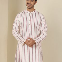 Anouk Rustic Striped Mandarin Collar Cotton Straight Kurta-picture-27