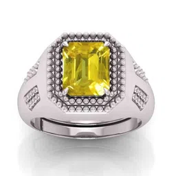 RRVGEM Yellow Sapphire 11.25 Ratti Yellow Sapphire Pukhraj GemStone Silver Plated Adjustable Finger Ring-picture-41