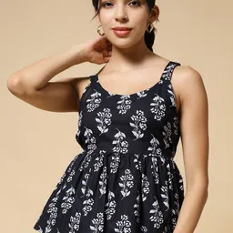 Womenster Floral Printed Cotton A-Line Top-picture-30