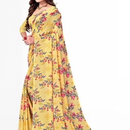KANOODA Floral Printed Pure Georgette Saree With Blouse Piece-image-69