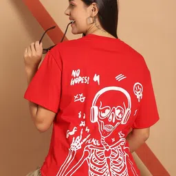 Moda Rapido Women Graphic Printed Drop-Shoulder Sleeves Cotton Oversized T-shirt image 3